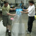 Inserting the airbeam inner liner.